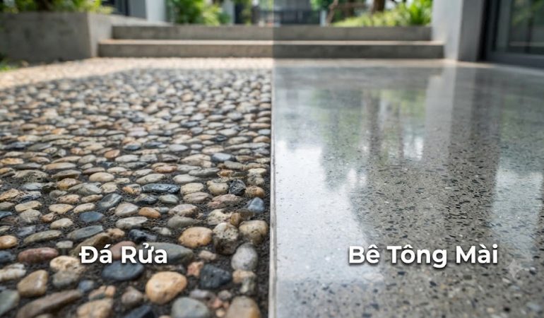 So sánh đá rửa và bê tông mài