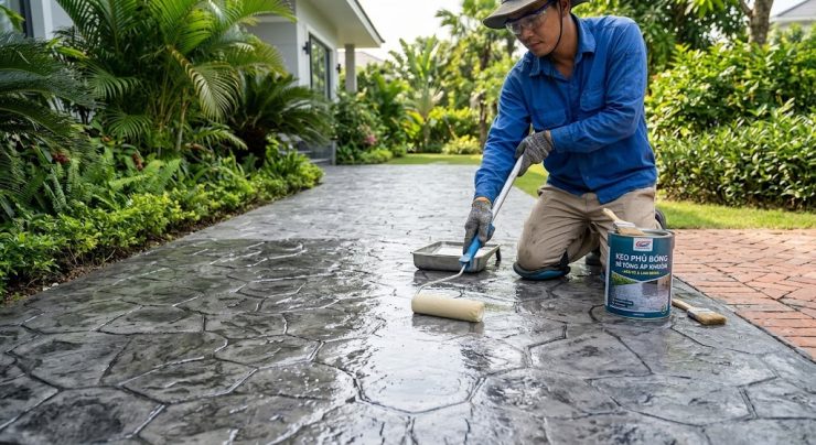 Keo phủ bóng bảo vệ bê tông áp khuôn – bê tông ốp khuôn
