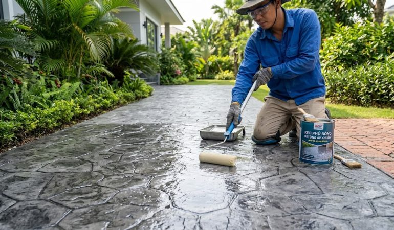 Keo phủ bóng bảo vệ bê tông áp khuôn – bê tông ốp khuôn
